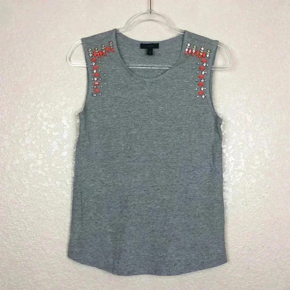 J. Crew Sleeveless Jeweled Top - Picture 1 of 5